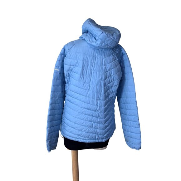 Columbia Womens Light Blue Quilted Hooded Jacket Omni-Heat Lined Full-Zip Lightw - Picture 3 of 9